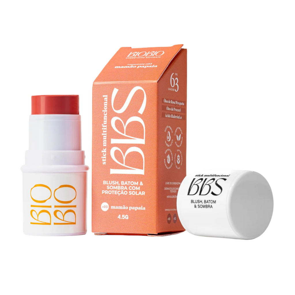 BBS 4X1 BioBio Blush, Batom e Sombra FPS 63 - Mamão Papaia