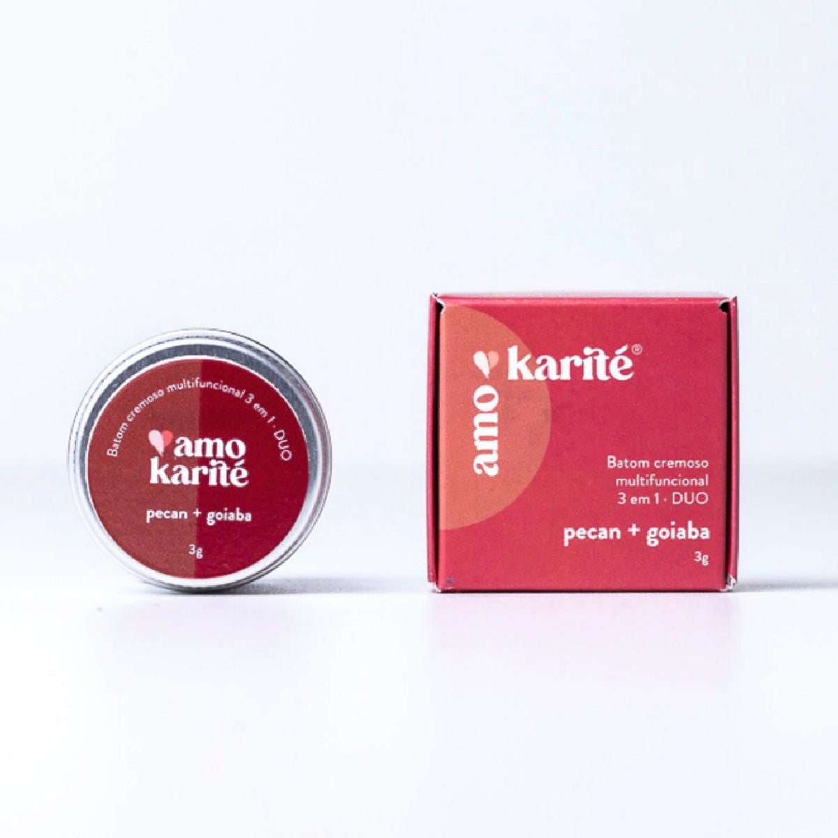 DUO Batom Cremoso Multifuncional 3 em 1 Goiaba + Pecan AmoKarité