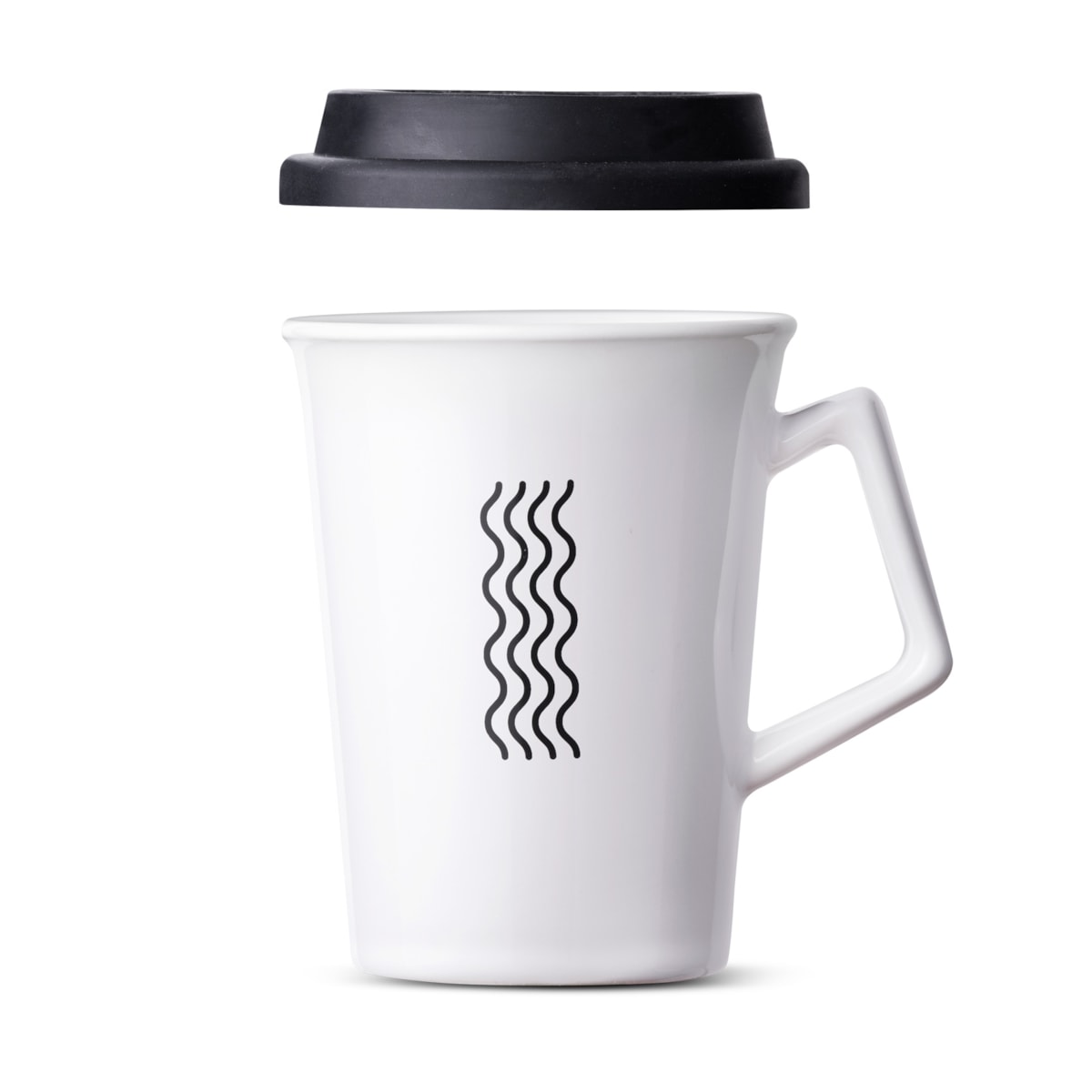 Caneca But First Tea Moncloa Branca 300ml com Tampa de Silicone Ceramica