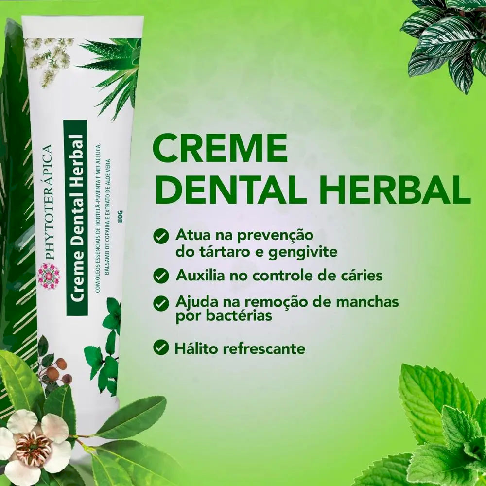 Creme Dental Adulto Melaleuca e Menta Phytoterápica 80g