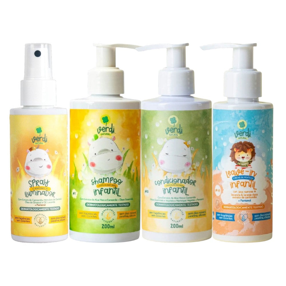 Kit Cabelo Infantil - Shampoo + Condicionador + Spray Clareador Verdi Natural