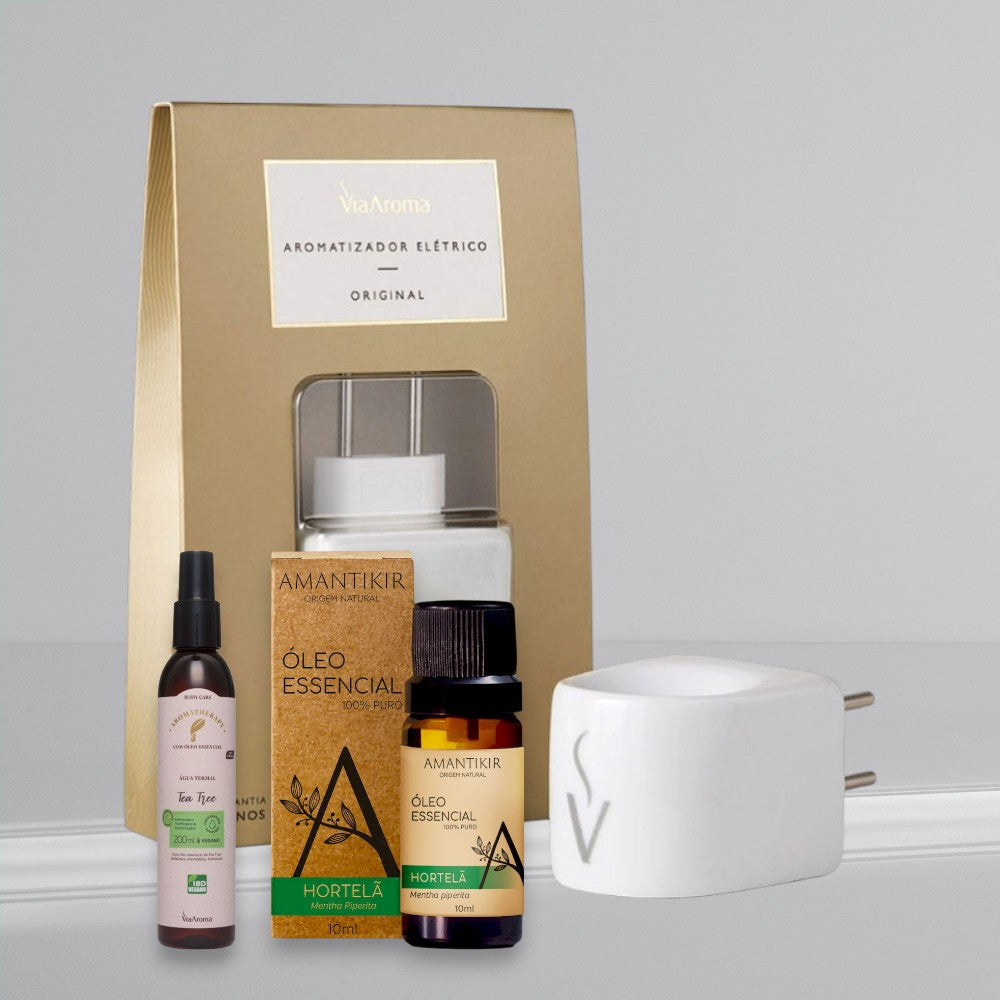 Kit Bem-Estar Duo (Hortelã + Tea Tree + Difusor)
