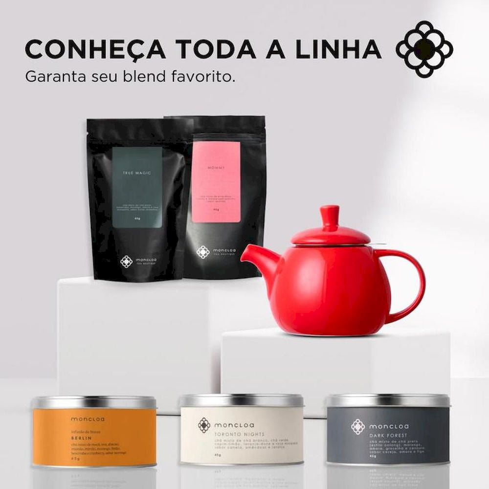 Bule de Chá de Cerâmica com Infusor Egg Duo Teapot Moncloa Vermelho 790ml