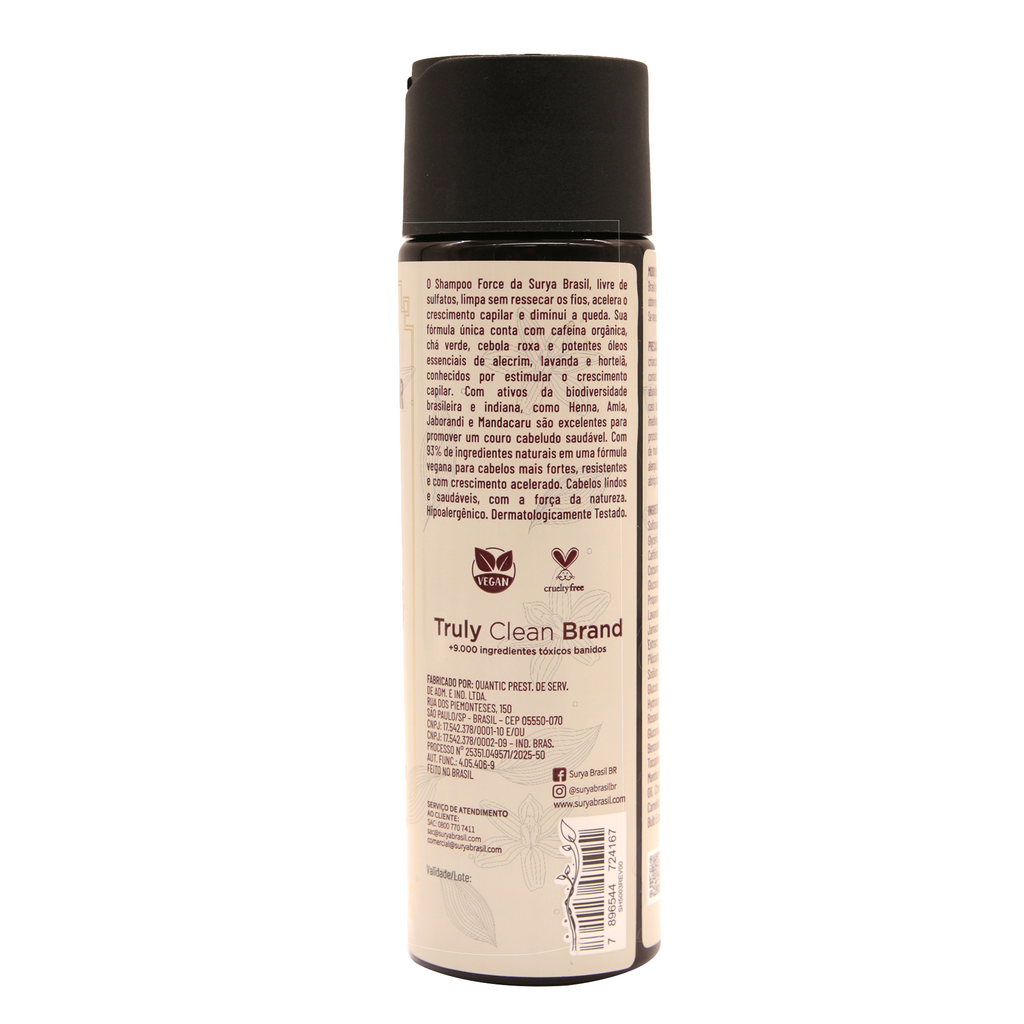 Shampoo Force Surya Brasil 240ml - Antiqueda Sem Sulfato com Cafeína Vegano