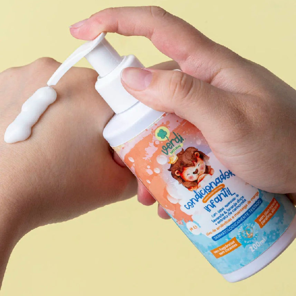 Kit Infantil Natural Verdi – Shampoo, Condicionador e Leave-in com Lavanda, Laranja Doce e Camomila