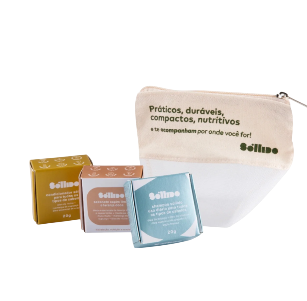 Kit viagem shampoo, condicionador e sabonete 20g cada - Alva (Sollido)