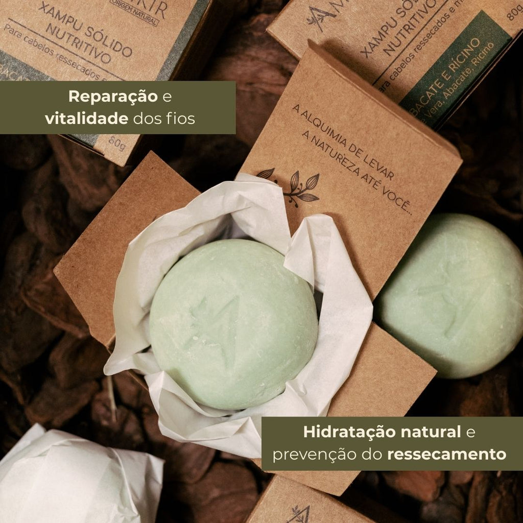 Xampu Sólido Nutritivo – Abacate e Rícino 80g