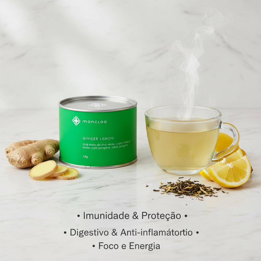 Cha Verde Ginger Lemon Moncloa Mini Lata 15g Gengibre Limao Capim-Limao