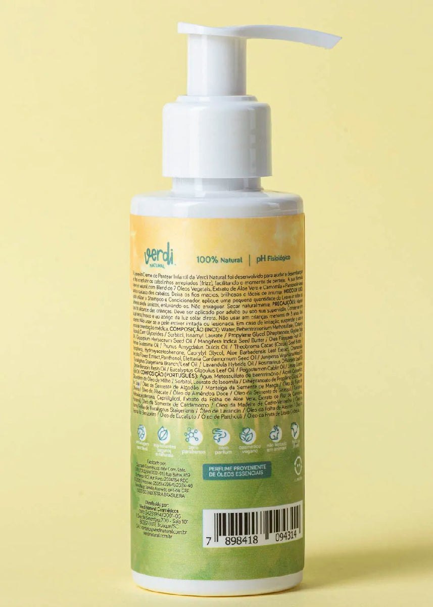 Creme de Pentear Infantil Natural de Aloe Vera, Camomila e Pantenol