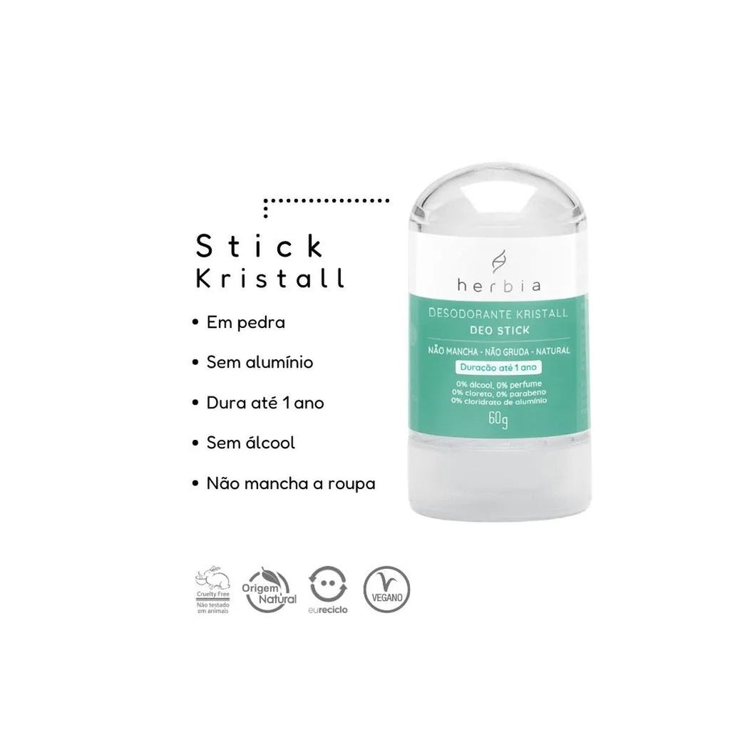 Desodorante Cristal Deo Stick Herbia 60g