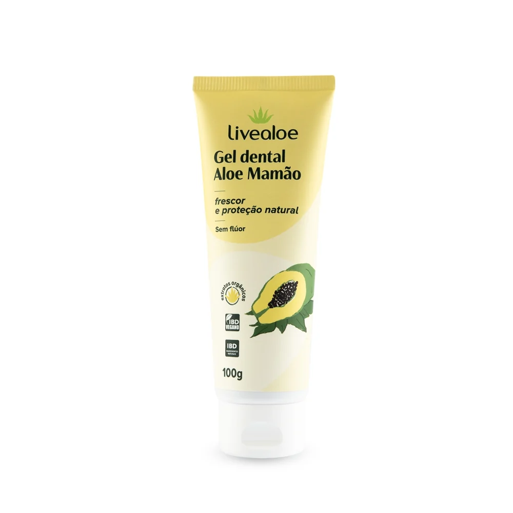 GEL DENTAL NATURAL ALOE MAMÃO 100 G Livealoe