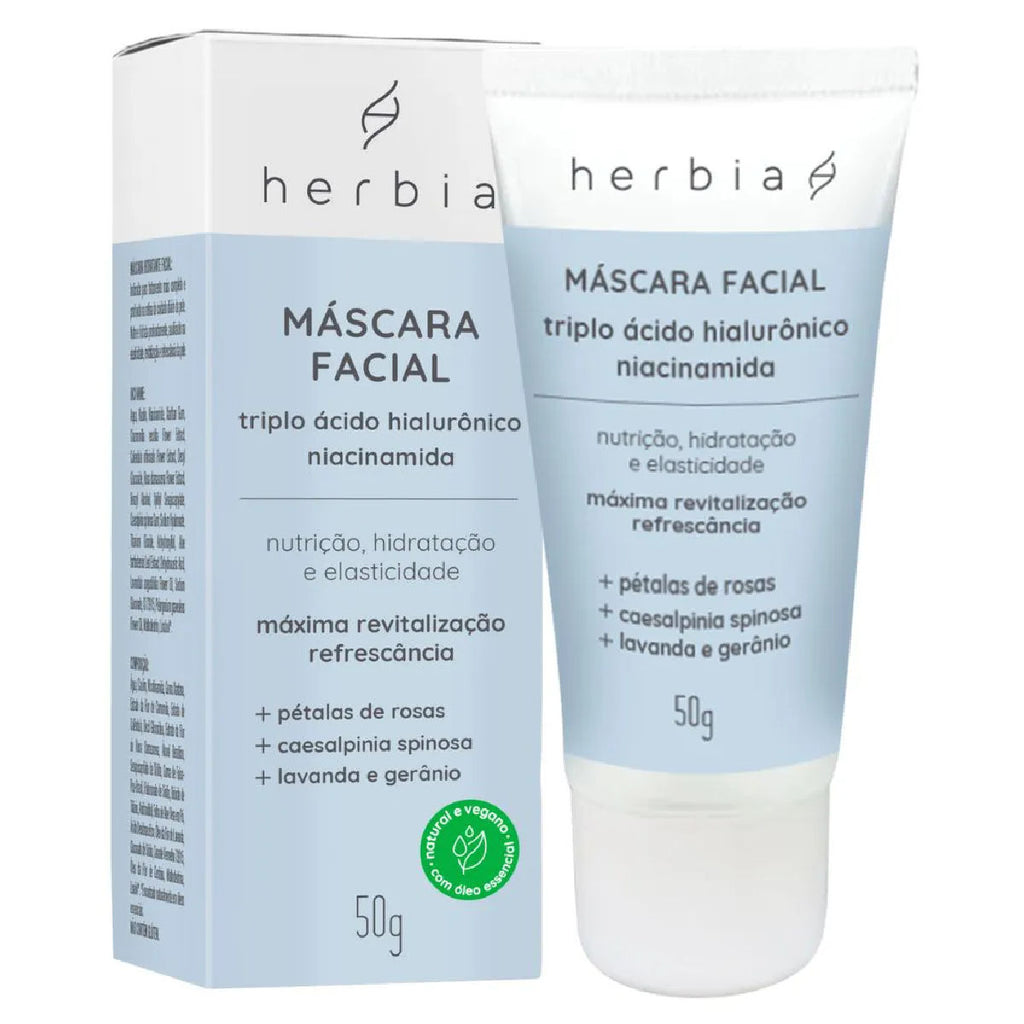 Máscara Facial Triplo Ácido Hialurônico e Niacinamida Herbia 50g