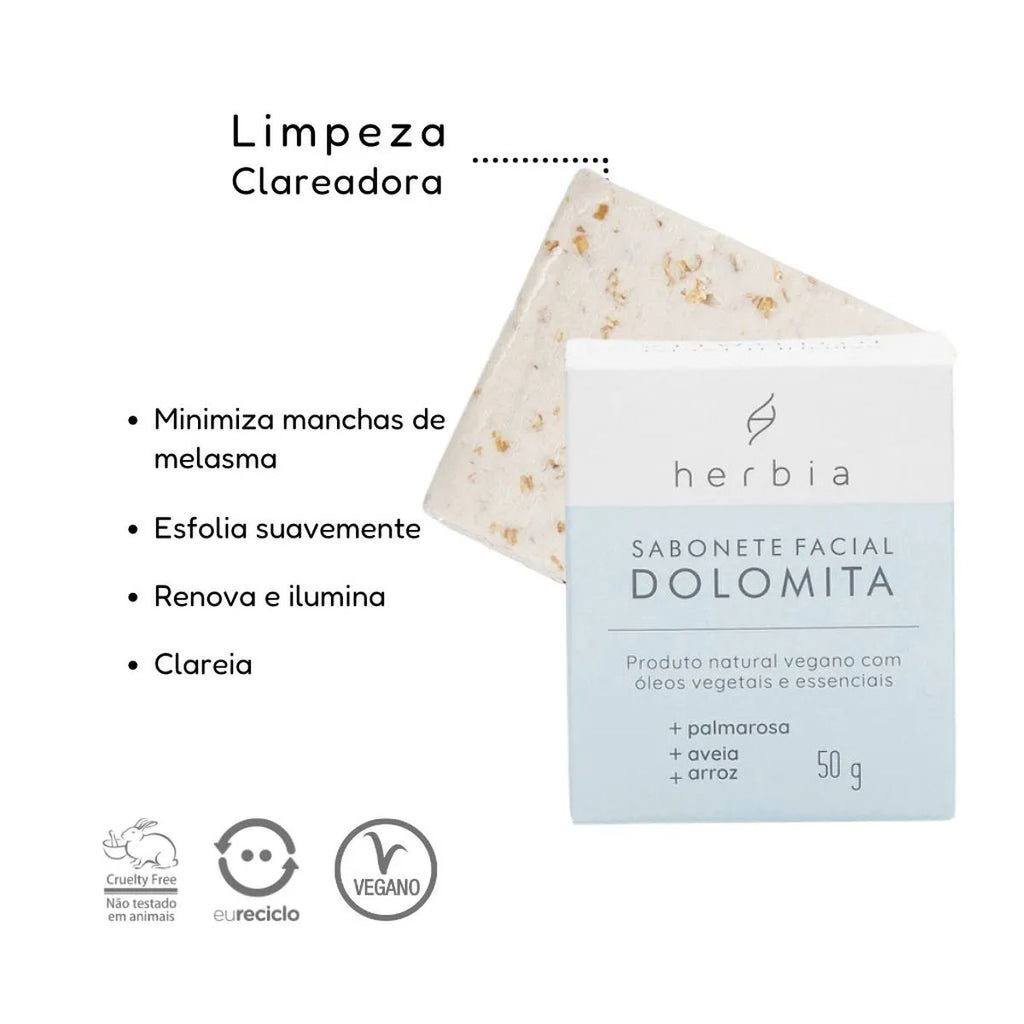 Sabonete Facial Esfoliante Dolomita Herbia 50g