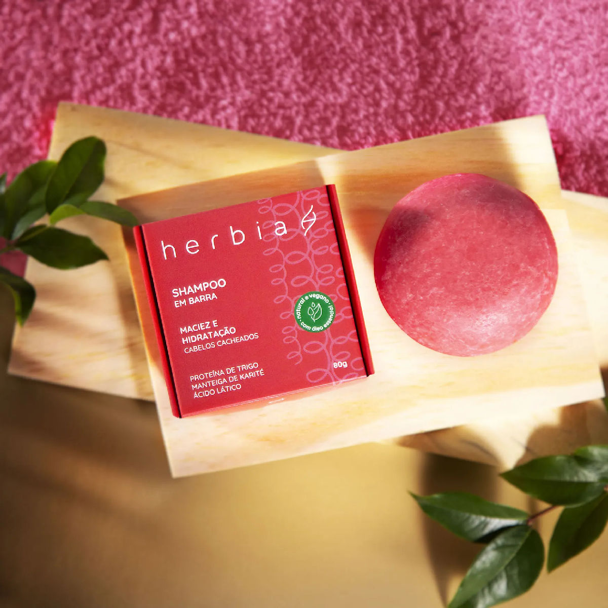 Shampoo em Barra Cabelos Cacheados Herbia 80g