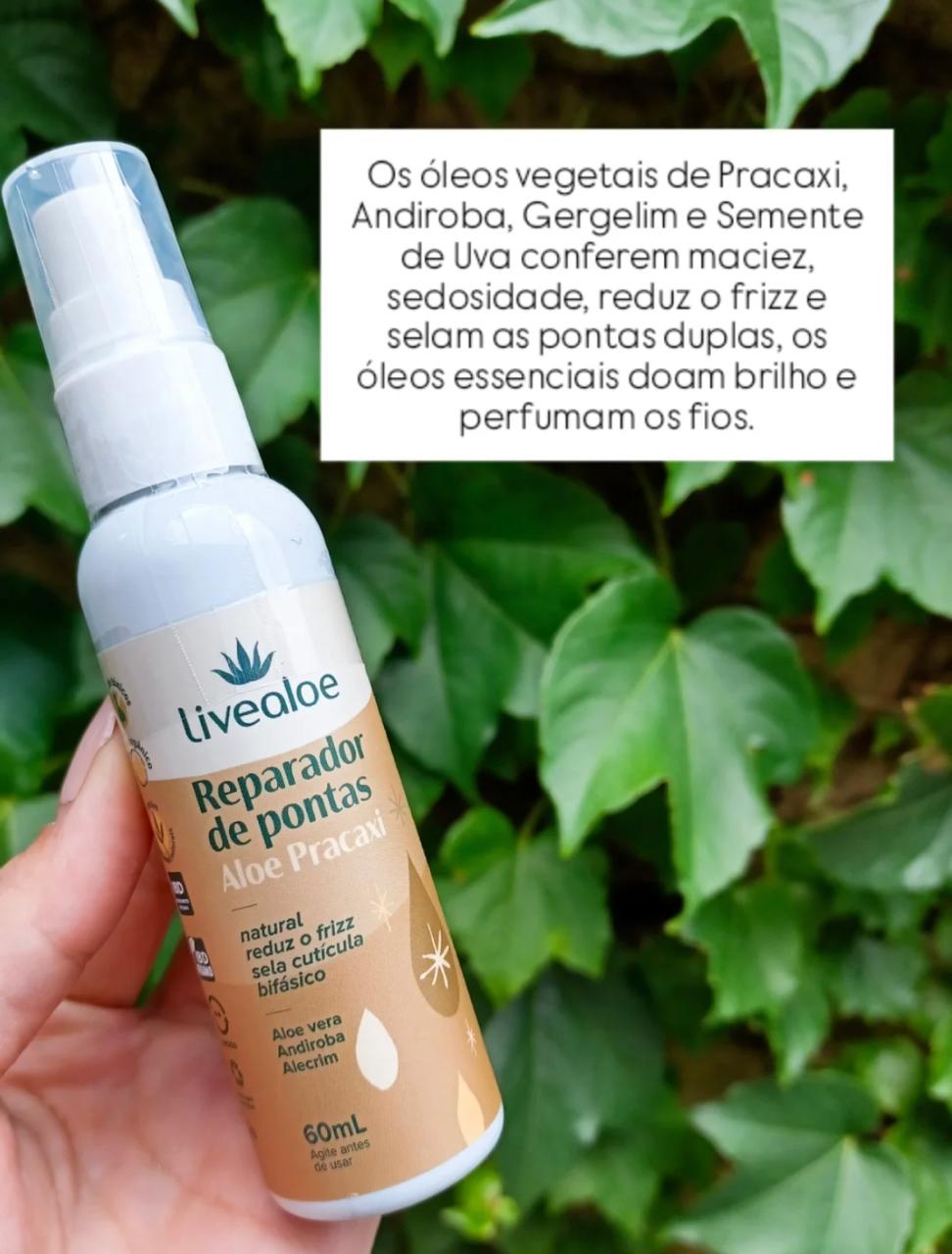 Reparador de Pontas Aloe Pracaxi Livealoe 60ml - Finalizador Capilar Natural
