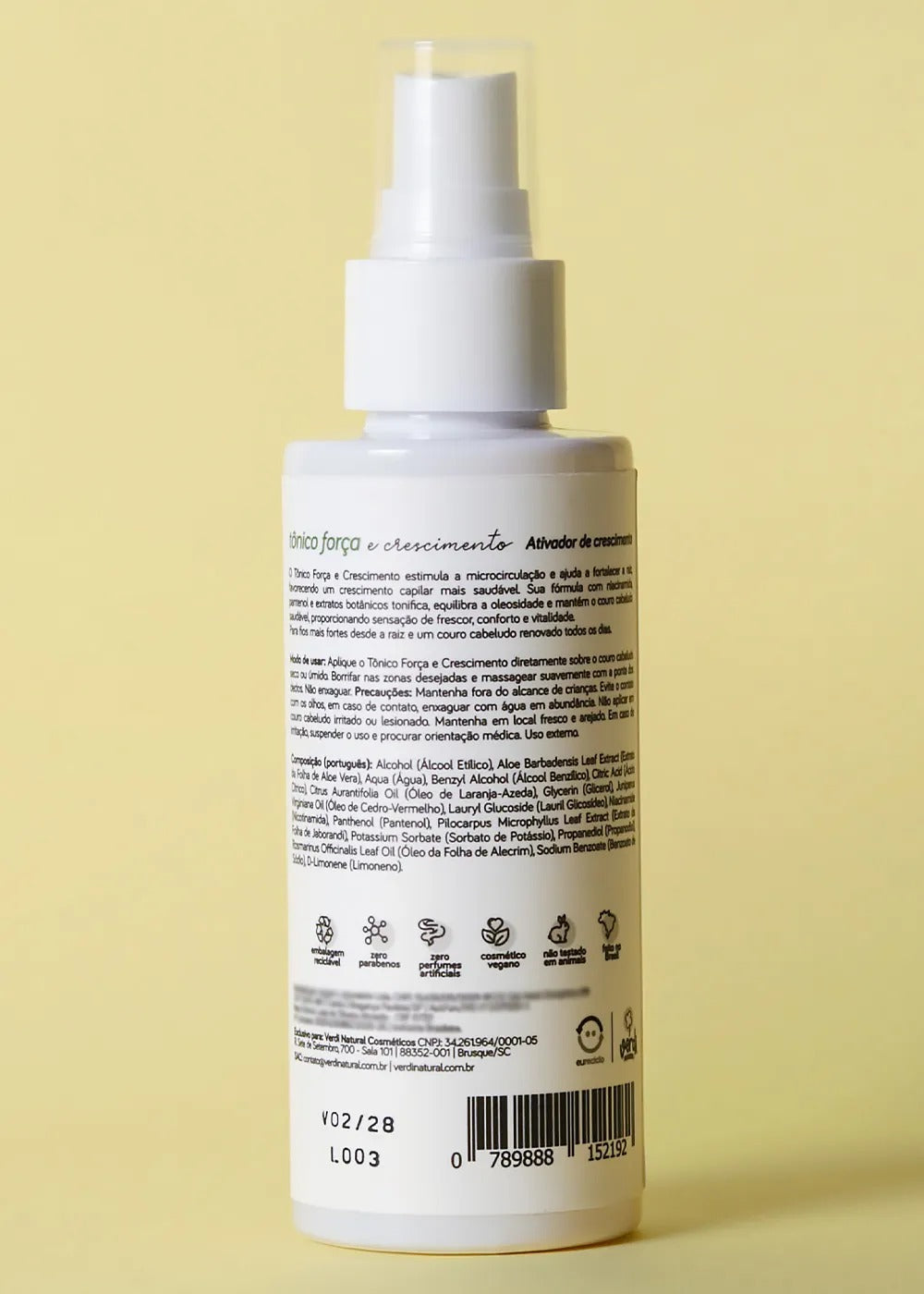 Tonico Natural para Força e Crescimento Capilar Verdi 110ml
