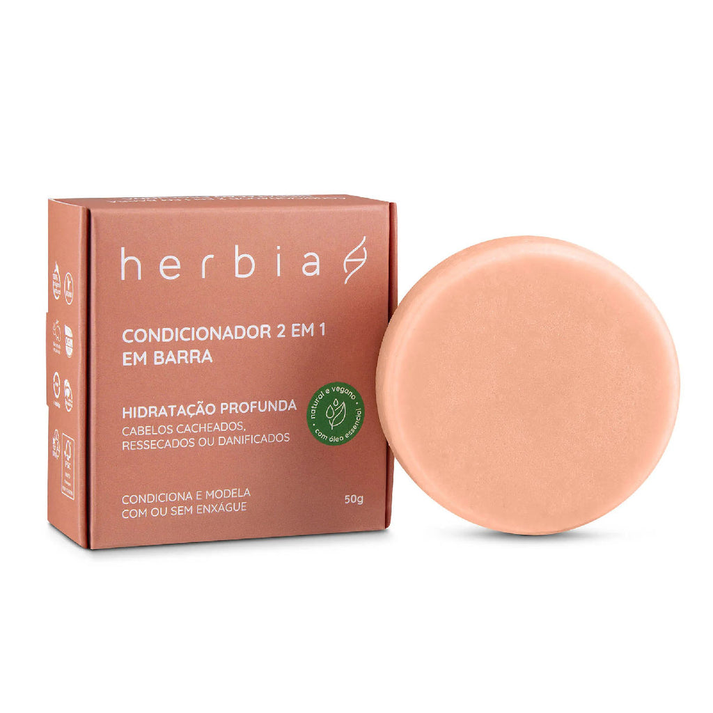 Condicionador 2 Em 1 em Barra Hidratação Profunda Herbia 50g