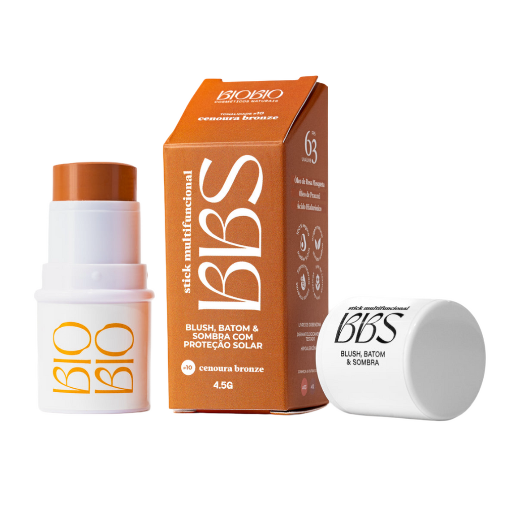 BBS 4X1 BioBio Blush, Batom e Sombra FPS 63 - Cenoura Bronze