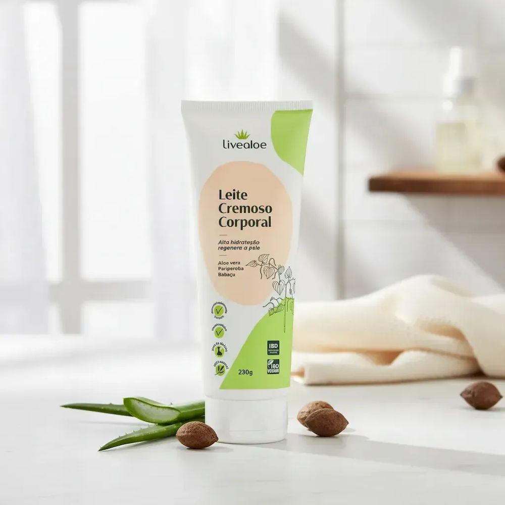 Leite Cremoso Corporal Livealoe Aloe Vera e Babaçu 230ml