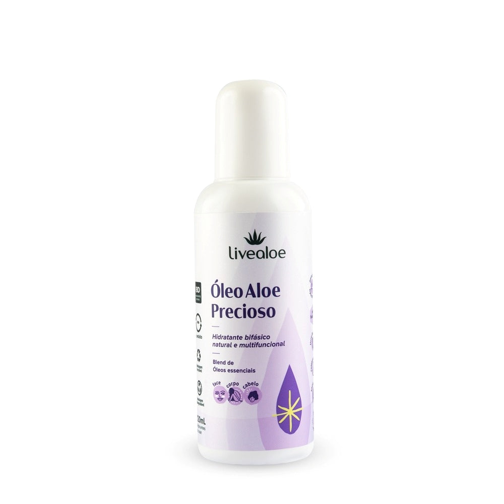 Oleo Aloe Precioso Livealoe 120ml - Oleo Bifasico Multifuncional Pele e Cabelo