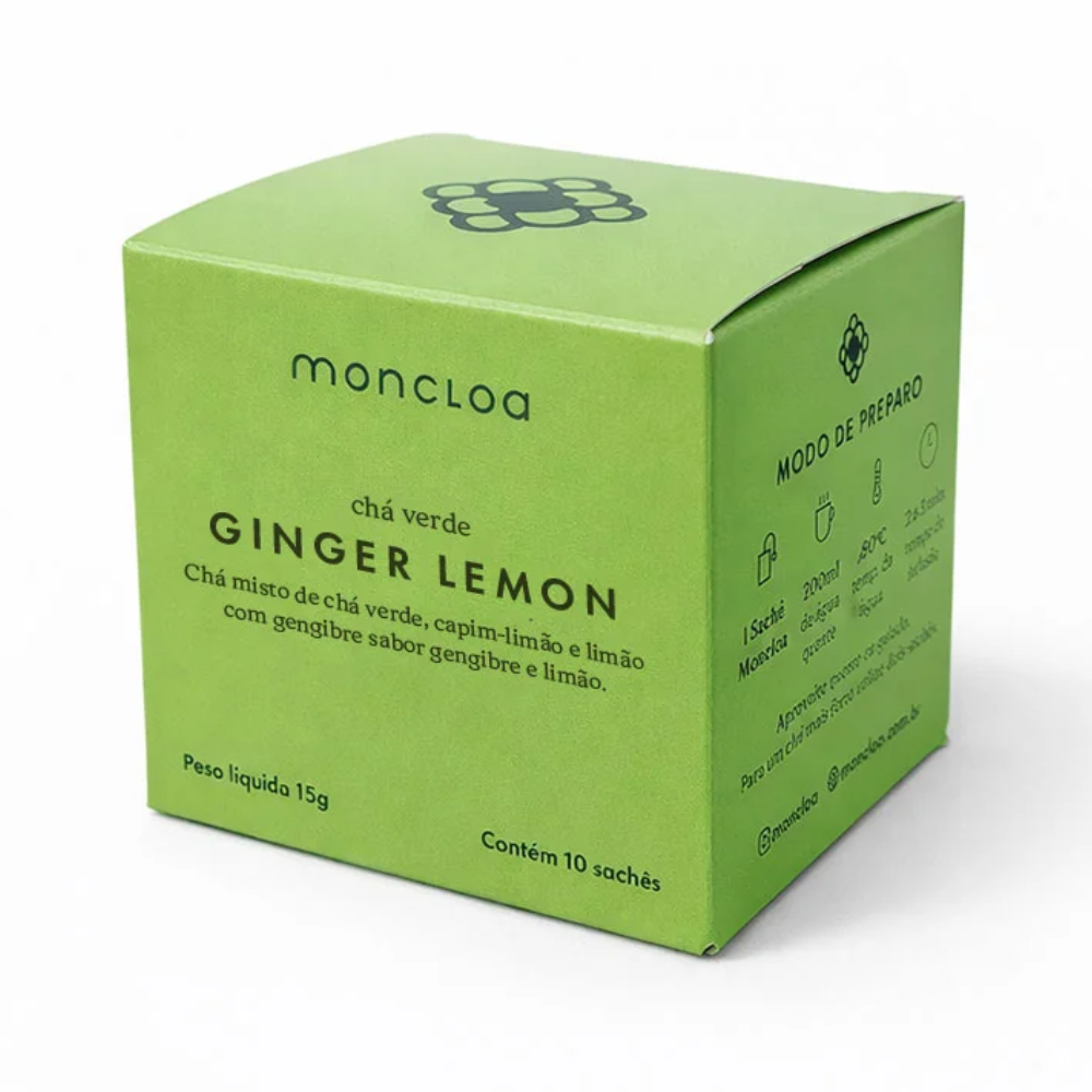 Chá Verde Ginger Lemon Moncloa 15g caixa com 10 sachês