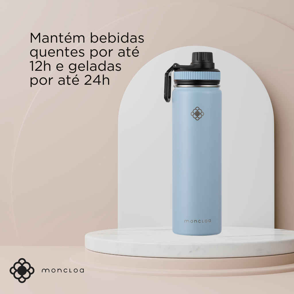 Garrafa Termica T-Bottle Moncloa 400ml Azul Claro Aco Inox BPA Free