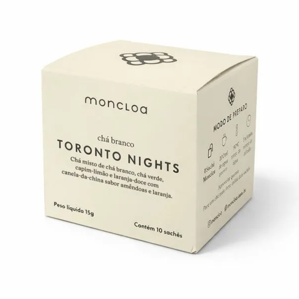Chá Branco Toronto Nights Moncloa 15g caixa c/ 10 sachês