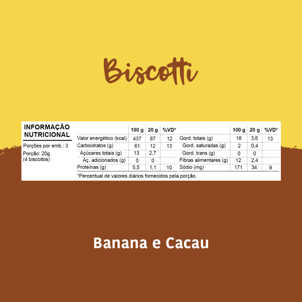 Kit 5 uni Papapa Biscotti Biscoito Infantil Banana e Cacau 60g +10 Meses