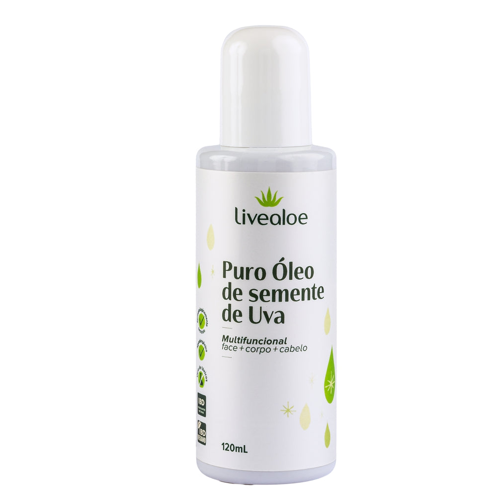 Puro Oleo de Semente de Uva Livealoe 120ml - Oleo Vegetal Natural 100%