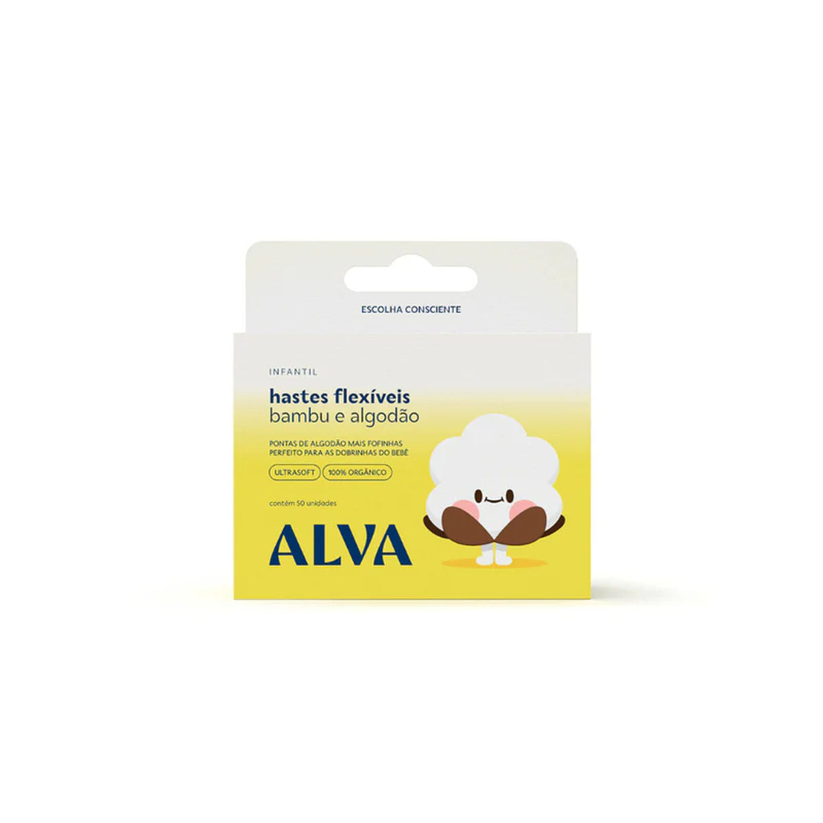 Cotonete de Bamboo e Algodão Natural Infantil Alva