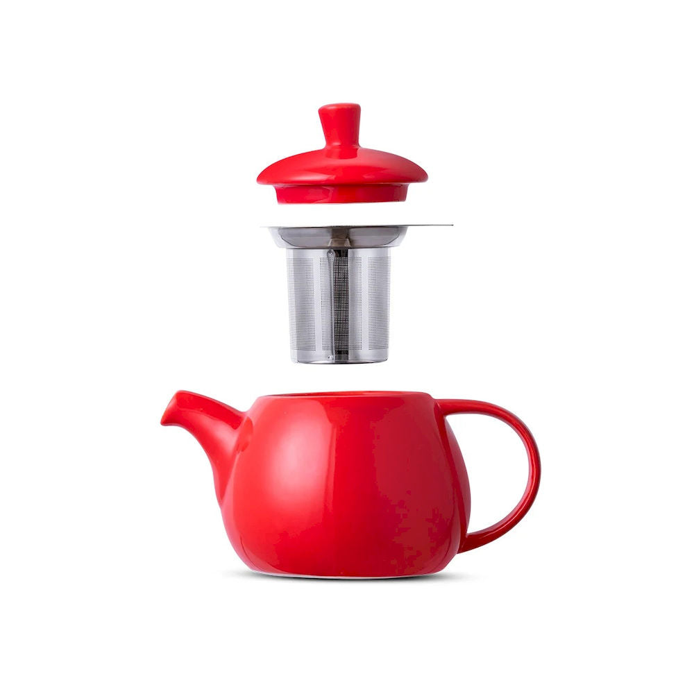 Bule de Chá de Cerâmica com Infusor Egg Duo Teapot Moncloa Vermelho 790ml