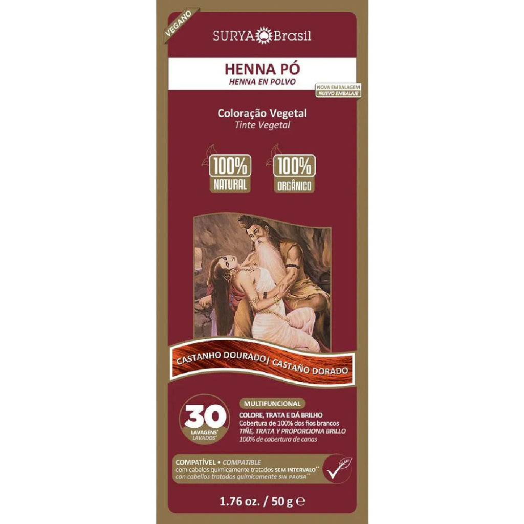 Henna Pó Castanho Dourado Surya Brasil 50g