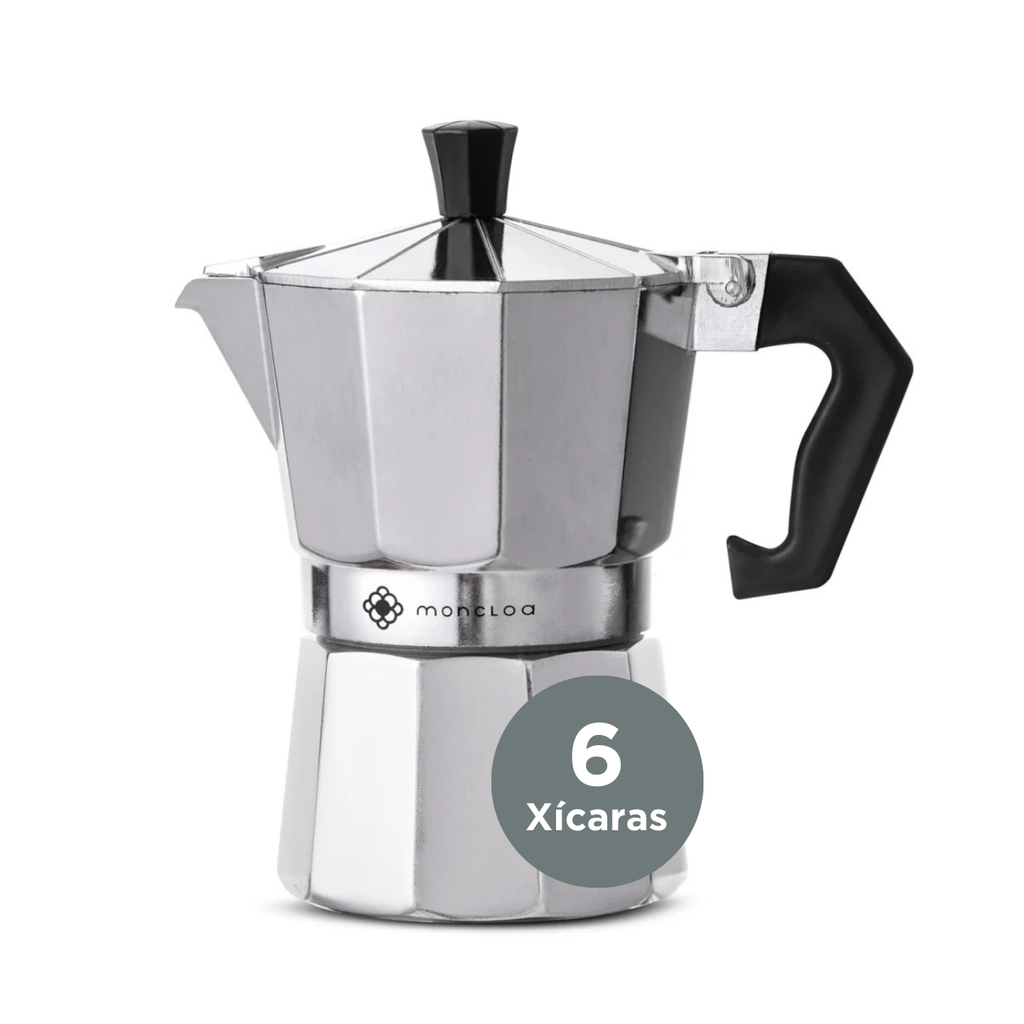 Cafeteira Classic Moka Moncloa 6 Xicaras 240ml Italiana Aco Inox Preta