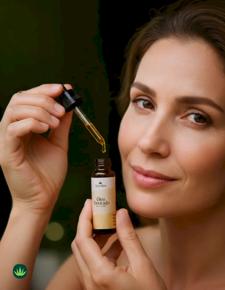 Óleo Dourado Iluminador Natural e Vegano Livealoe