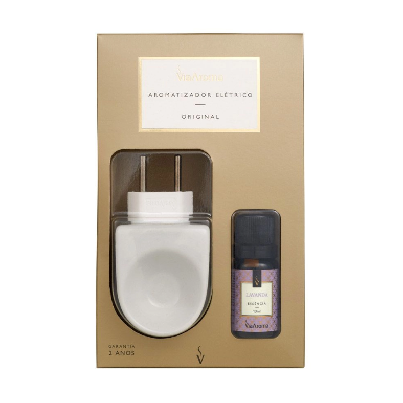 Aromatizador Elétrico Bivolt Original com Essência Lavanda – Via Aroma (Porcelana)