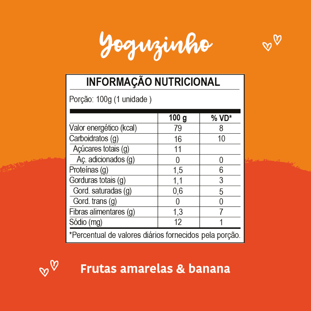 Kit 5 uni Papapa Yoguzinho Iogurte Frutas Amarelas e Banana 100g+12Meses