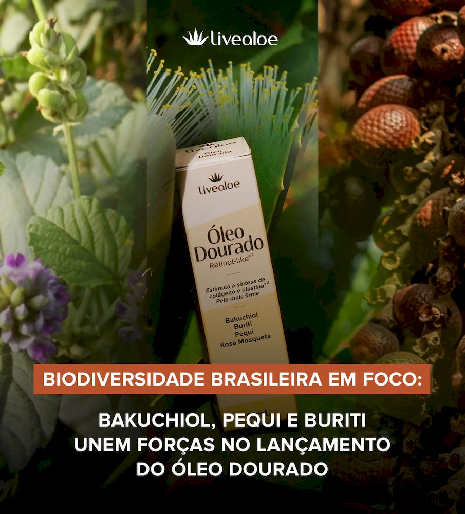 Óleo Dourado Iluminador Natural e Vegano Livealoe