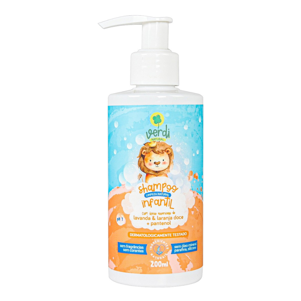 Kit Infantil Natural Verdi – Shampoo, Condicionador e Leave-in com Lavanda, Laranja Doce e Camomila
