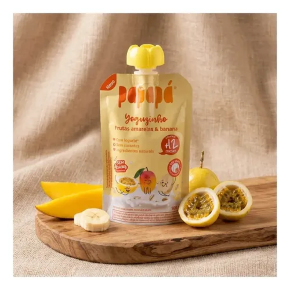 Kit 5 uni Papapa Yoguzinho Iogurte Frutas Amarelas e Banana 100g+12Meses