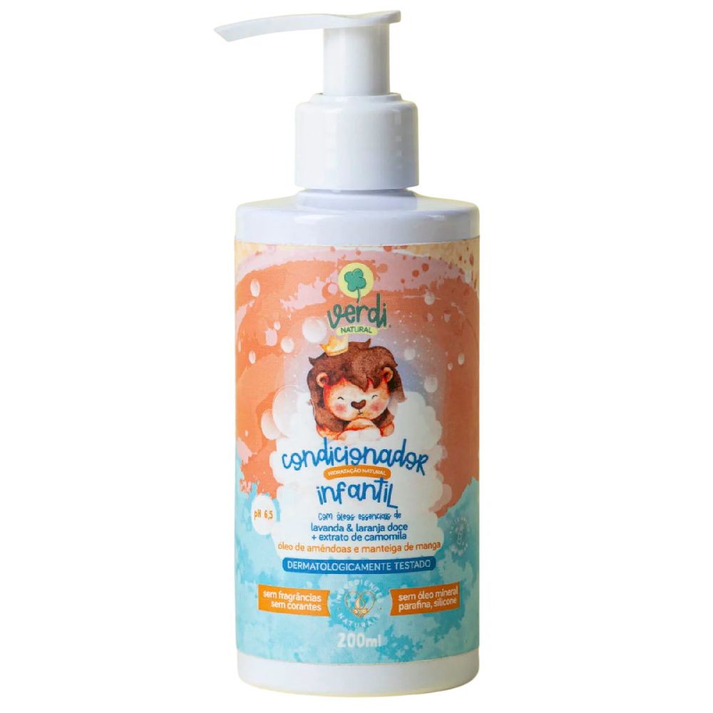 Kit Infantil Natural Verdi – Shampoo, Condicionador e Leave-in com Lavanda, Laranja Doce e Camomila