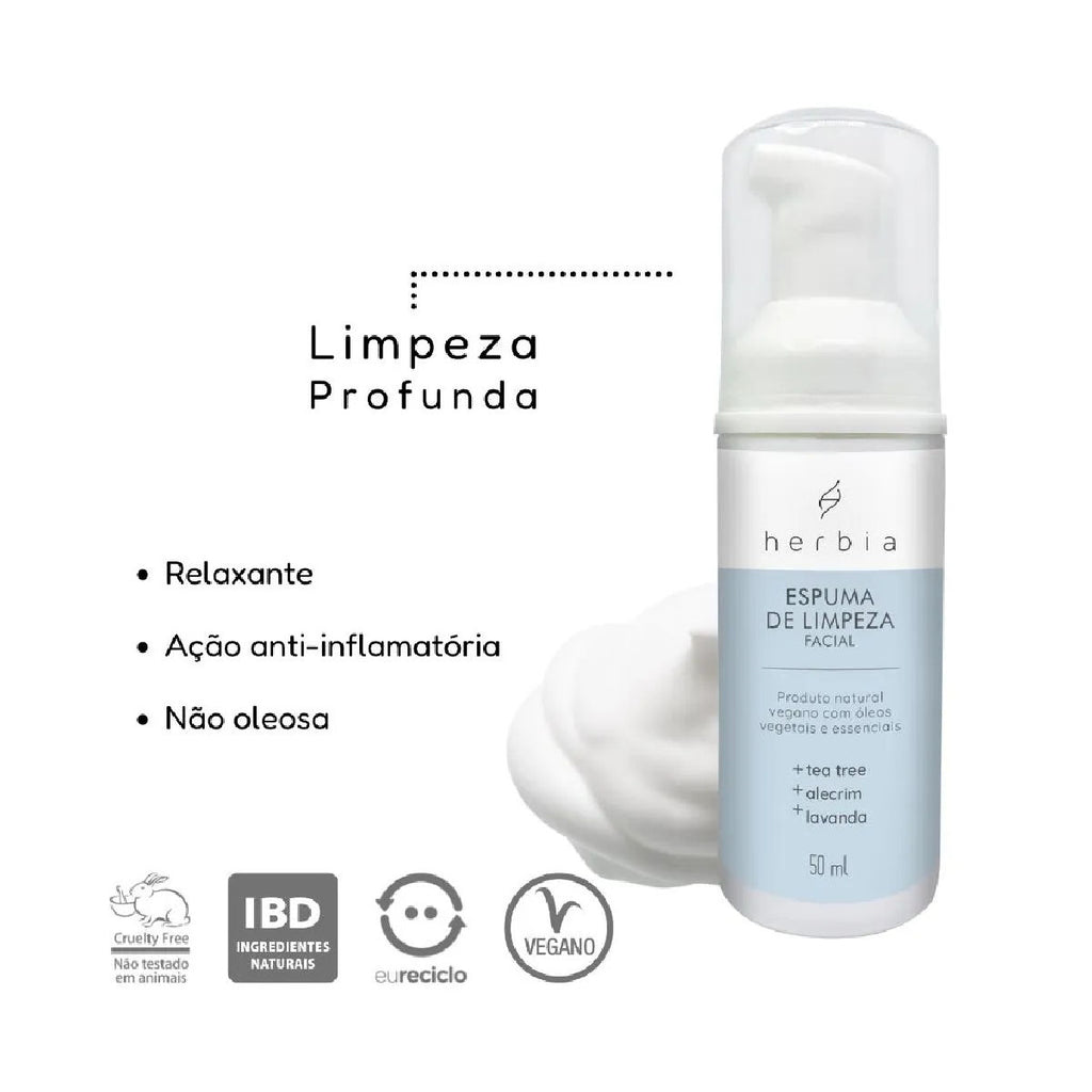 Espuma de Limpeza Facial Herbia 50ml