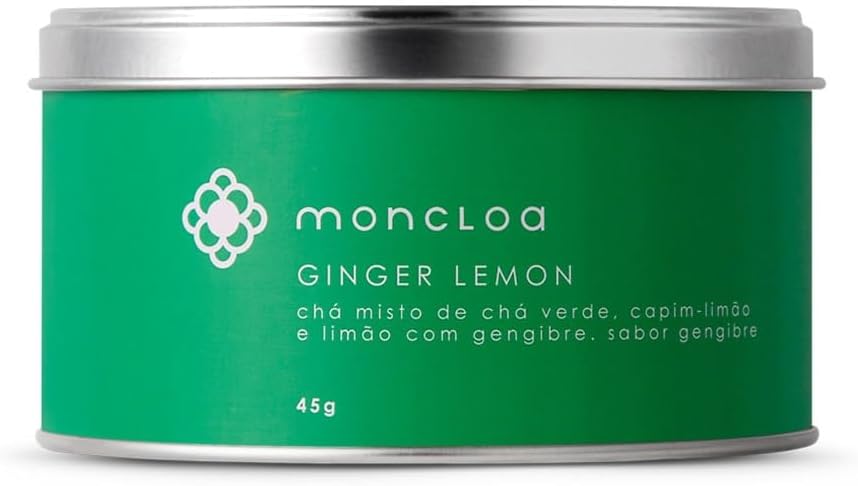 Cha Verde Ginger Lemon Moncloa Lata 45g Gengibre Limao Capim-Limao Detox