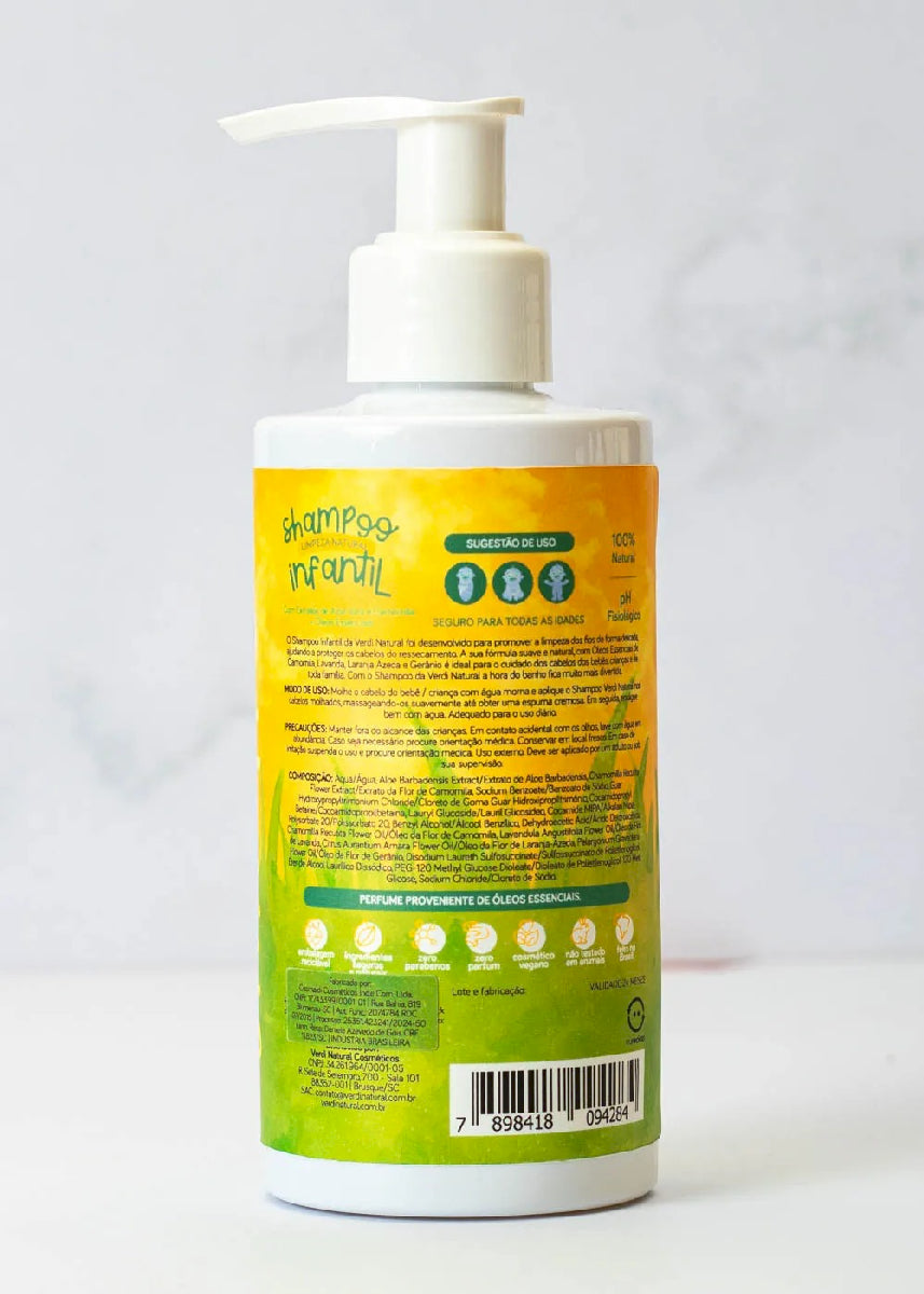 Shampoo Infantil Natural com Extratos de Aloe Vera e Camomila + Óleos Essenciais