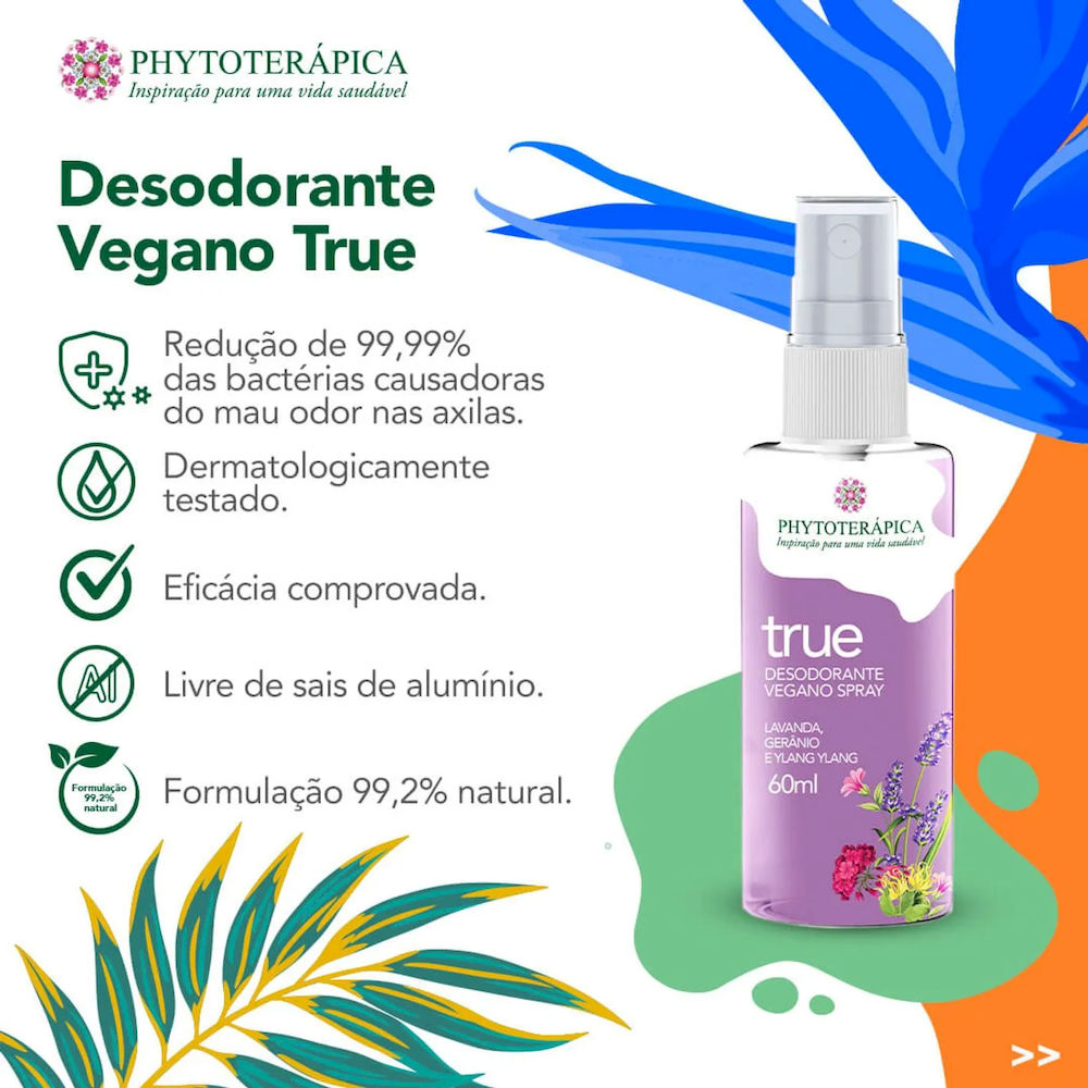 Desodorante Vegano Spray True Phytoterápica 60ml