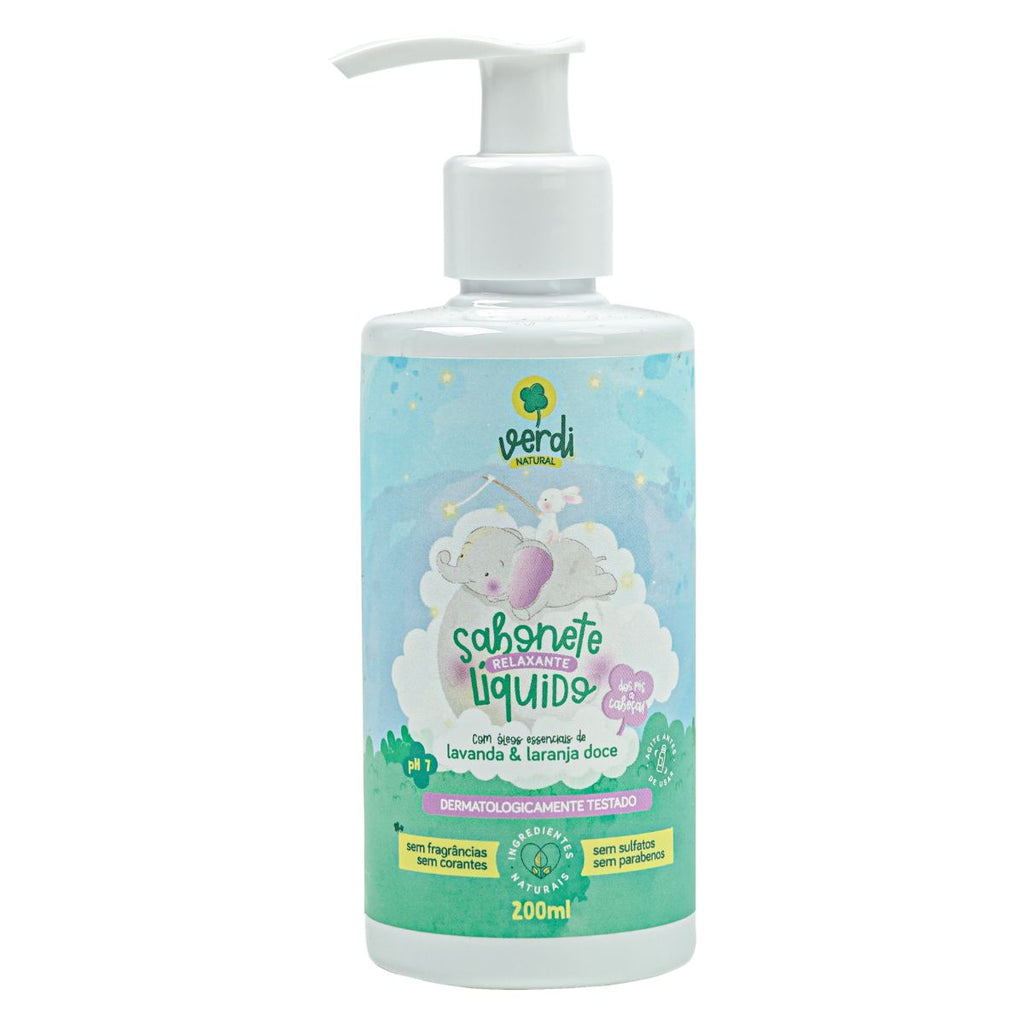 Sabonete Líquido e Shampoo Infantil Relaxante com Óleos Essenciais de Lavanda e Laranja Doce