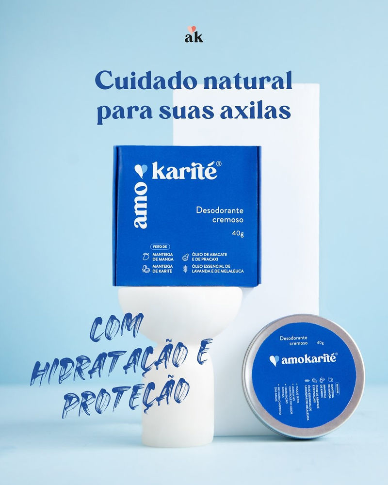 Desodorante Cremoso Natural e Vegano 40g - AmoKarité