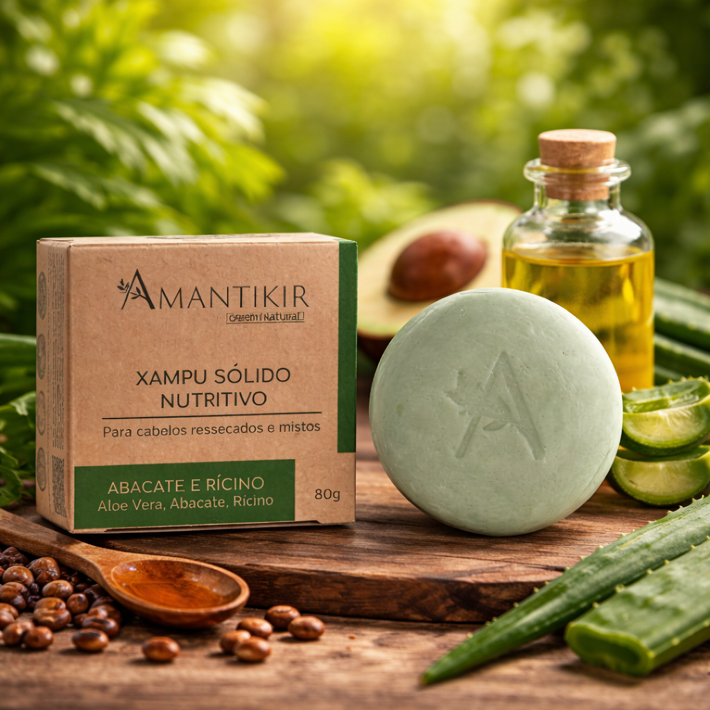 Xampu Sólido Nutritivo – Abacate e Rícino 80g