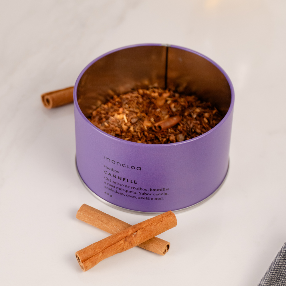 Chá Cannelle Moncloa Lata 45g – Rooibos com Canela Sem Cafeína