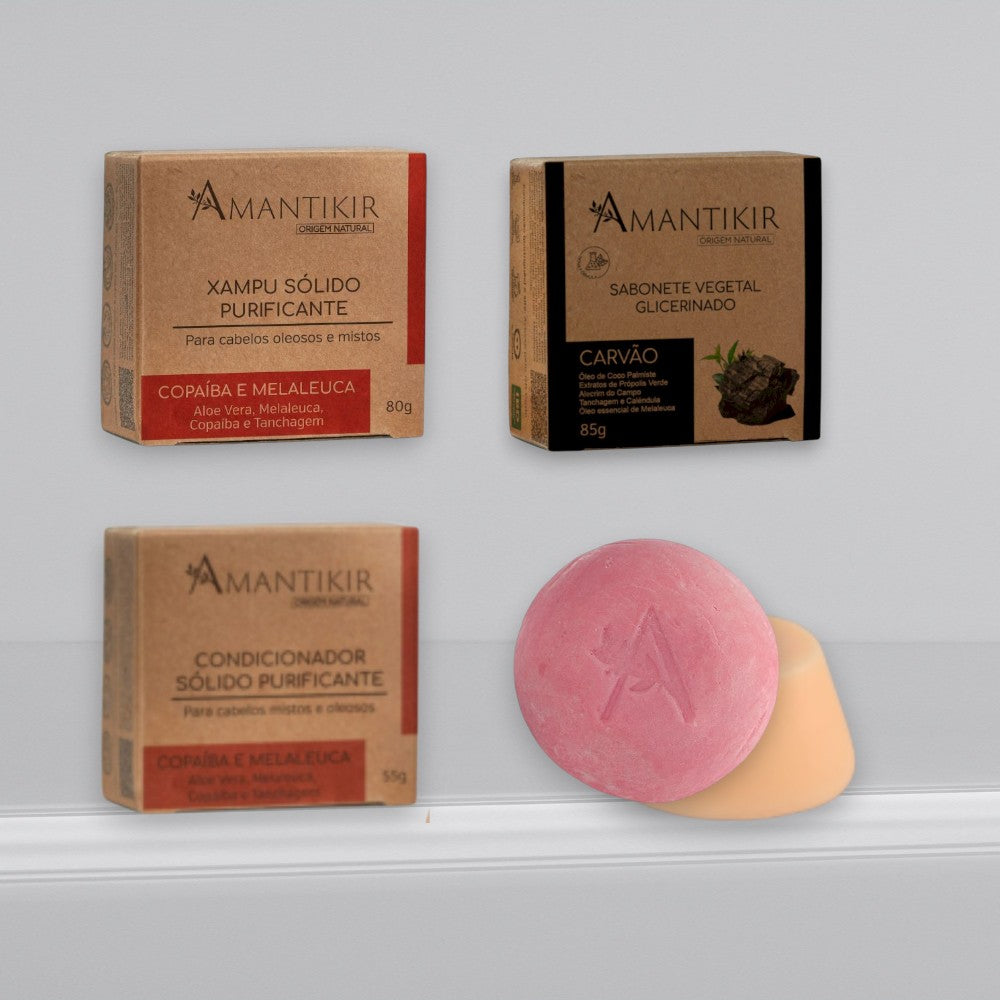 Kit Purificante Amantikir Xampu Condicionador Sabonete