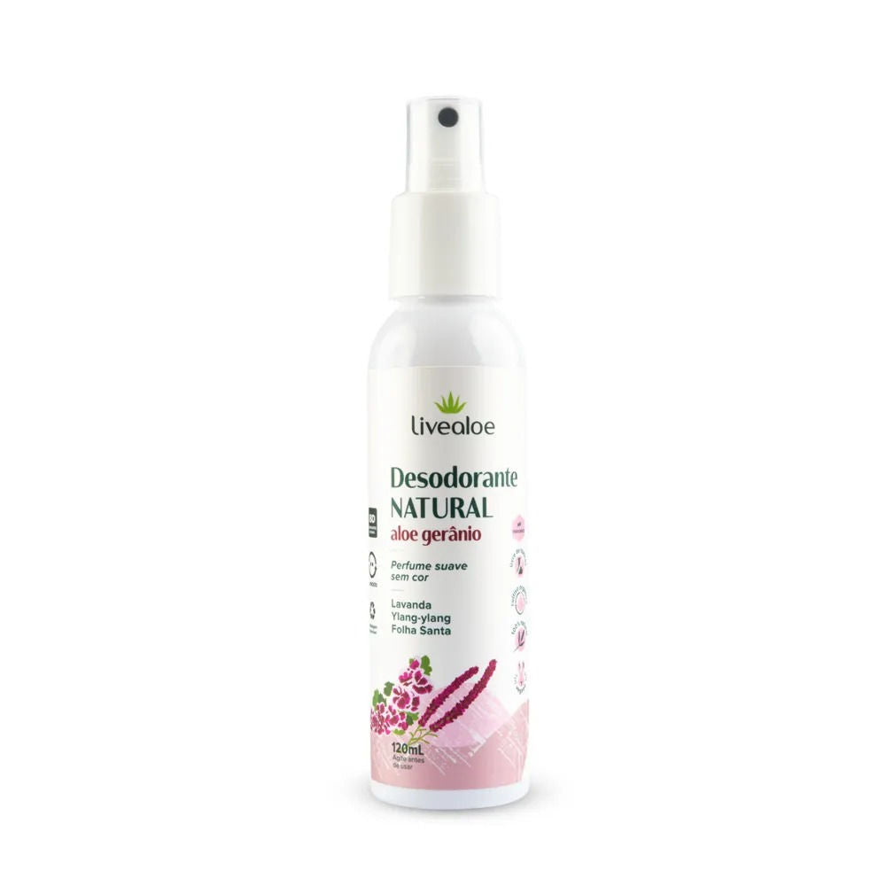 Desodorante Natural Aloe Gerânio Livealoe 120ml